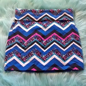 Nwot Pink Blue Chevron Bodycon Mini Skirt